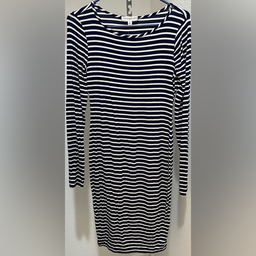 Navy Striped Midi Dress - Medium